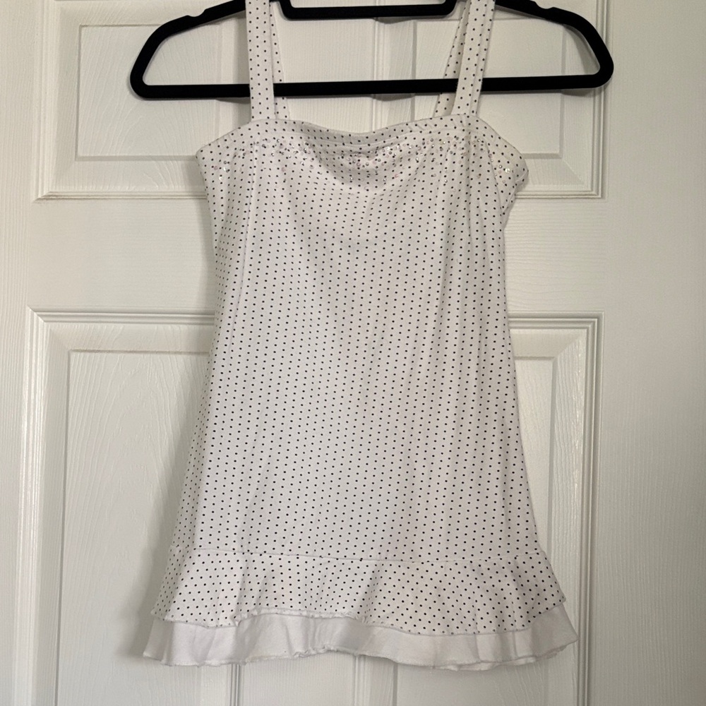 Justice White Polka Dot Tank Top, Size M (12), EUC
